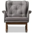 thumbnail image 3 of Baxton Studio Maggie Fauteuil à Bascule Capitonné Gris et Noyer, 3 of 9