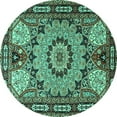 thumbnail image 1 of Ahgly Company Machine Washable Indoor Round Persian Turquoise Blue Traditional Area Rugs, 8' Round, 1 of 4