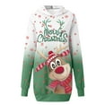 thumbnail image 3 of Chandail en Molleton de Noël pour Femmes, Veste de Mode à Capuche, Imprimé de Vacances, Chandail à Manches Longues, Chandail de Noël Mi-Long, Fermeture Chaude, Col Rond, Cardigan, 3 of 5