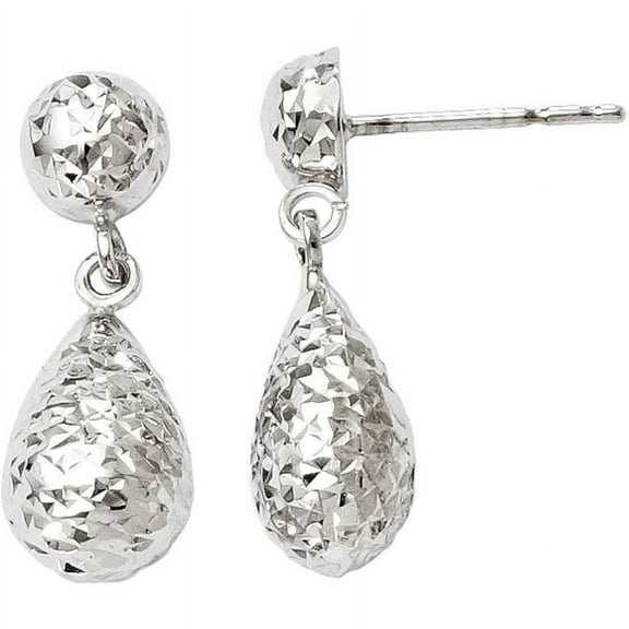 Primal Gold 10 Karat White Gold Diamond-cut Post Dangle Earrings