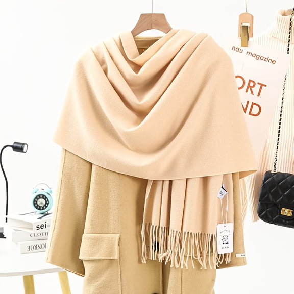 1 Pc Large Scarf For Women - Thick Wool Womens Shawl, Solid Color Pashmina Shawls, Ideal As Winter Scarf For Women, Wedding Shawl, Evening Shawl & Dressy Shawls For Weddings