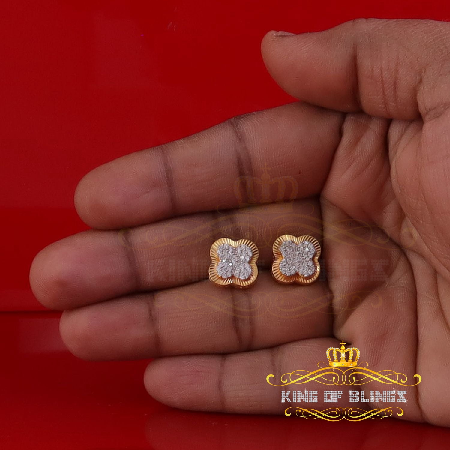 King of Bling's 1.00 ct VVS 'D' Moissanite Mens/Womens 925 Silver Yellow Stud Earrings