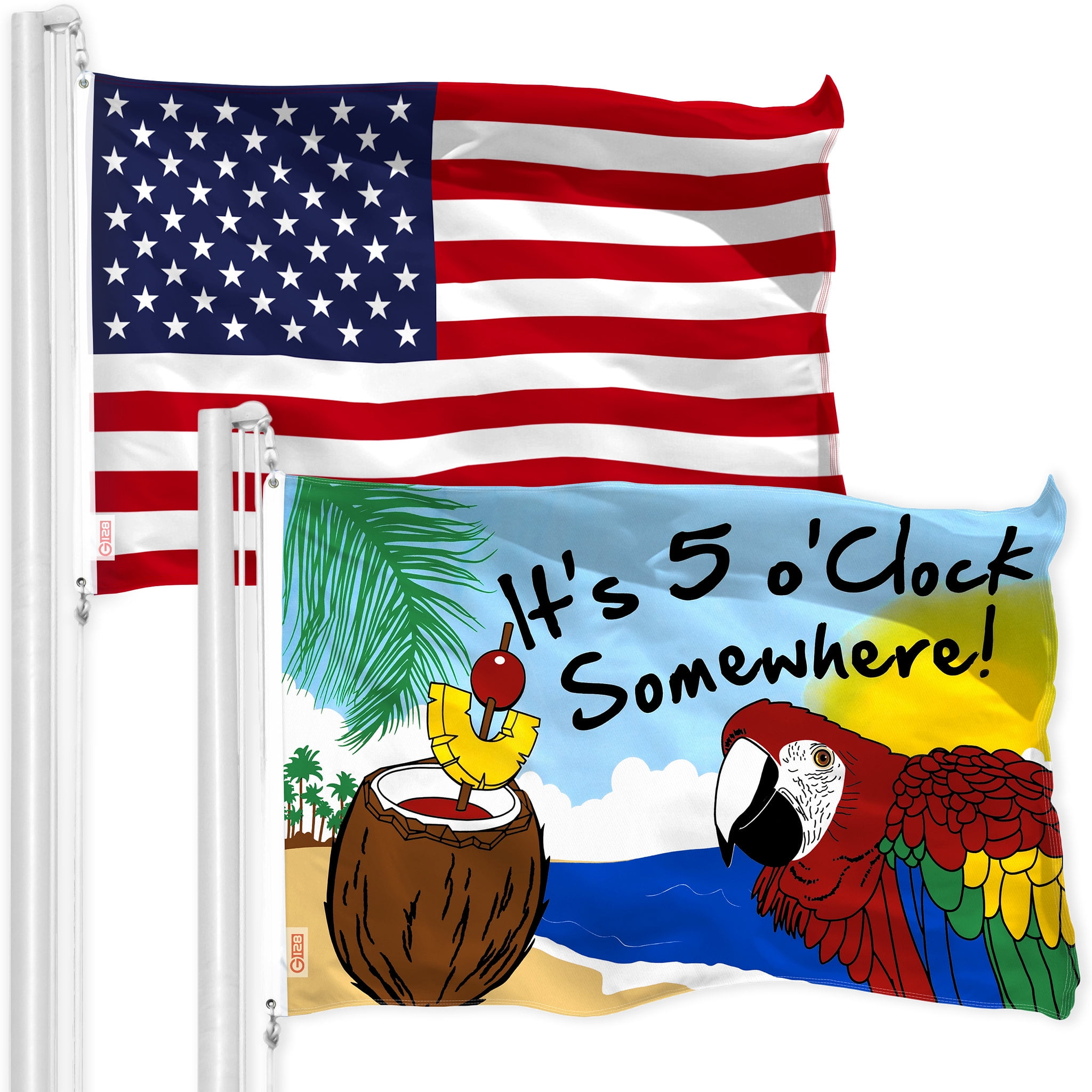 3x5 3'x5' Wholesale Set 5 Pack of It's 5 O'clock Somewhere Drinking 5 Flags Flag 