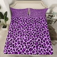 thumbnail image 2 of Manfei Cheetah Pattern Queen Sheet Sets,Jungle Leopard Flat Sheet,Purple Black Queen Fitted Sheet For Girls Kids,Luxury Bedroom Decor,4 Pieces, 2 of 7