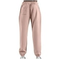 thumbnail image 4 of JUUYY Men's Fleece Lined Sweatpants Baggy Wide Straight Solid Color Trendy Leg Pants Pink S, 4 of 4