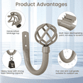 thumbnail image 6 of QIANJIA 2 Pack Curtain Holdbacks, USFOOK Decorative Window Drapery Tiebacks (2 Pack/1 Pair), Curtain Tie Back Hooks for Wall with Antique Silver Twisted Cage Finials (3.45" L x 5.35" W), 6 of 6