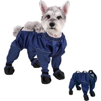 Waterproof Dogs Boots Anti Slip with Reflective Straps, Pets Boots with Suspenders for Snow and Rain Days Small to Medium Dogs, One-Piece Design Paw Protectors for Walking Grassland, Blue (XL)