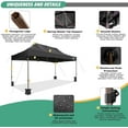 thumbnail image 4 of SANOPY Heavy Duty 10'x 15' Pop up Canopy, Thicken EZ Pop-up Canopy Tent Outdoor Portable Canopy for Weddings, Commercial Waterproof and UV 50+ Gazebo with Roller Bag， Black, 4 of 6