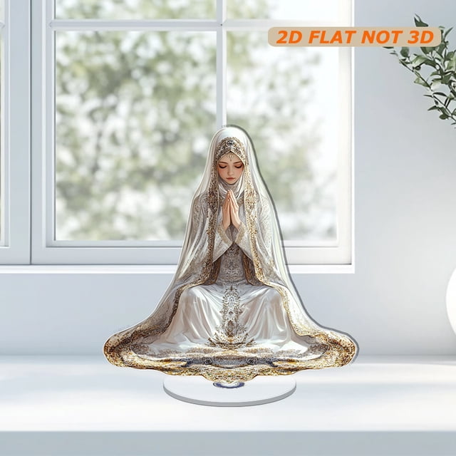 Ornement Acrylique Rotatif avec la Jeune Fille de Ramadan sur Fond Blanc Pur avec Rendu Haute Résolution et Détails Isolés