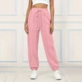 thumbnail image 2 of Womens Sweatpants Solid Color Casual Straight Leg Joggers Elastic Waist Drawstring Pockets Sweatpant Soft and Comfortable, 2 of 7