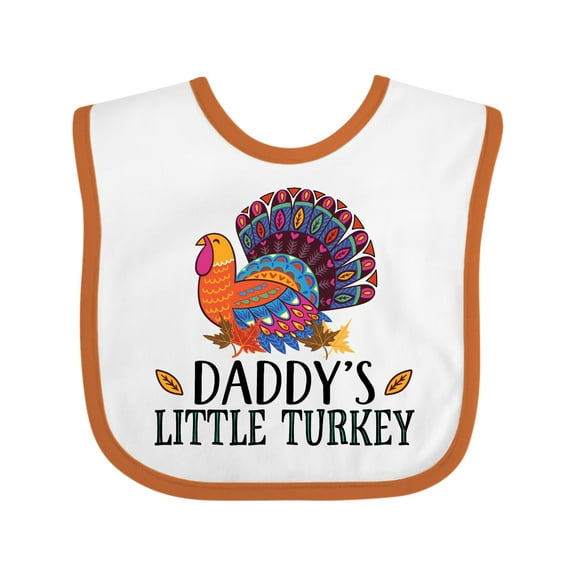 Inktastic Thanksgiving Daddy Little Turkey Boys or Girls Baby Bib
