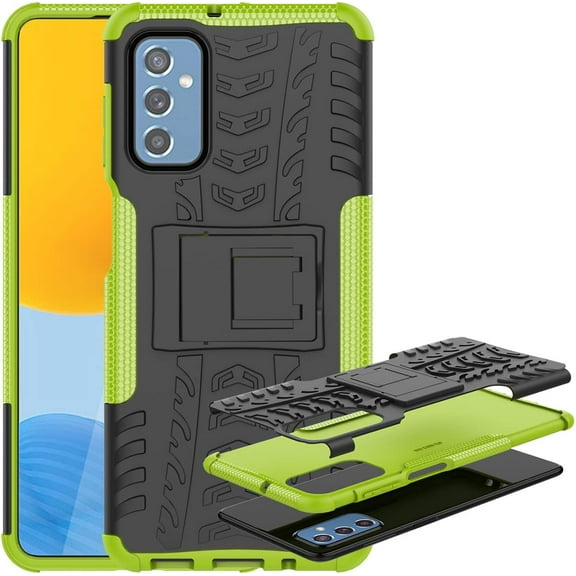 Case for Samsung Galaxy M52 5G, Tyre Pattern Design Hybrid TPU PC Material Double Layer Protection Shockproof Cover with Kickstand Phone Case for Samsung Galaxy M52 5G XC Green
