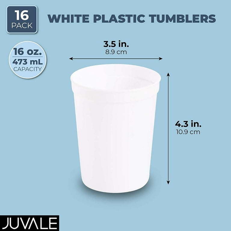 Fasmov 30 Pack 16 oz. Plastic Cups Plastic Tumblers Blank Reusable Drink  Tumblers for Parties, Events, Marketing, Weddings, White