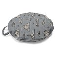 thumbnail image 1 of Marine Round Floor Cushion with Handle, Castles on Rocks Travel Discovery Historical Monuments in the Sea Sailboat Adventure, Pillow for Living Room & Dorms, 18" Round, Grey Ivory, by Ambesonne, 1 of 4