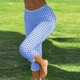 thumbnail image 6 of CHEEREAM Womens Capri Leggings Plaid Print Elastic Waisted Cropped Pants Skinny Split Hem Bottom, 6 of 7