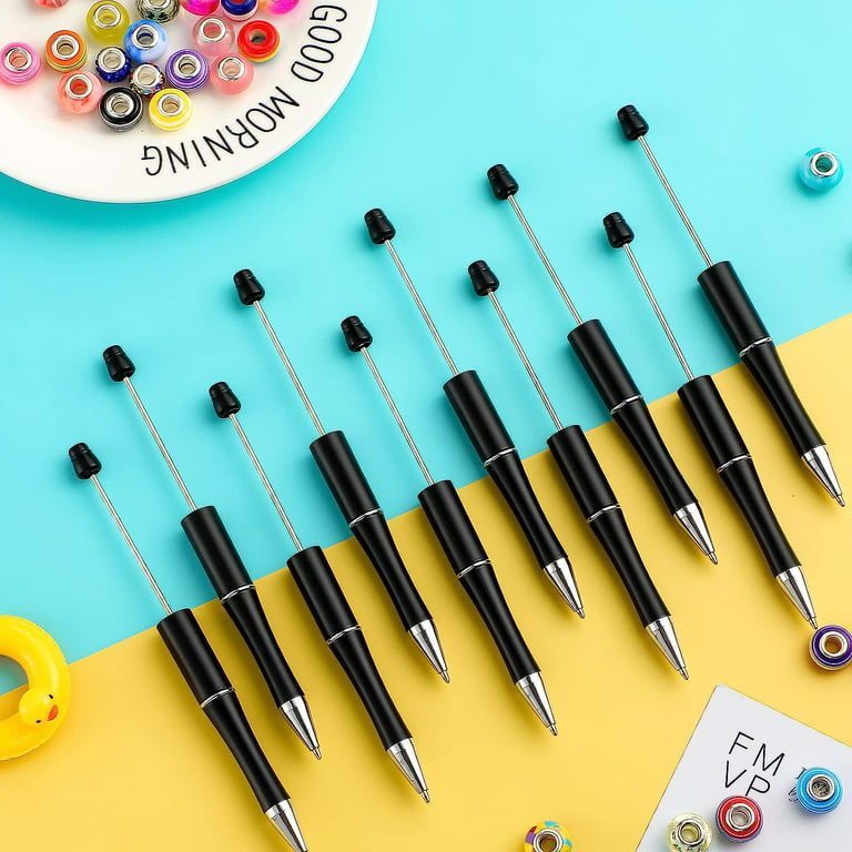 Crtiin 50 Pieces Plastic Beadable Pen Bulk Bead Ballpoint Pen