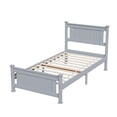 thumbnail image 3 of Zimtown Twin Bed Frame,Solid Pine Wood Platform Bed Frame, Bedroom Bed with Headboard, Gray, 3 of 8