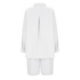 thumbnail image 5 of BLTIBY 2 Piece Sets for Women Summer Solid Color Loose Short Sleeve Lapel Button Shirts Wide Leg Shorts Vacation Outfits with Pockets 2025 White XXL, 5 of 6