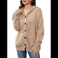 thumbnail image 1 of Cárdigan Informal con Cuello en V y Botones para Mujer, Sudadera con Capucha y Larga Caqui XL, 1 of 8