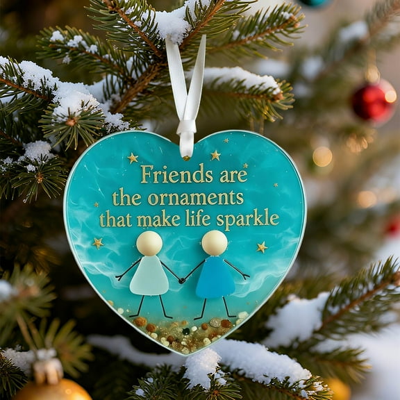 Christmas Ornaments 2025,Heart-Shaped Sea Glass Friendship Decor,Friendship Heart Keepsake Ornament,Christmas Tree Hanging Ornaments,Shaped by Nature & Crafted by Hand,Friendships Gifts for Friends