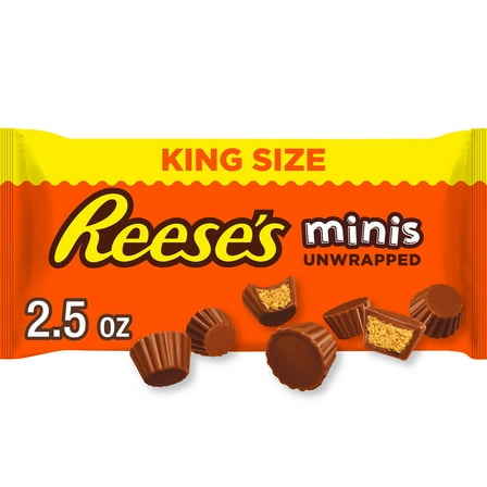 Reese's Minis Milk Chocolate Unwrapped King Size Peanut Butter Cups Candy, Bag 2.5 oz