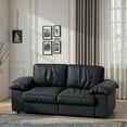 thumbnail image 4 of LiviNest 79 Inch Sofa with Hidden Storage: Premium Black Faux Leather Compact Loveseat - Space Saving 2 Seater Couch for Small Apartments & Home Office, 4 of 6
