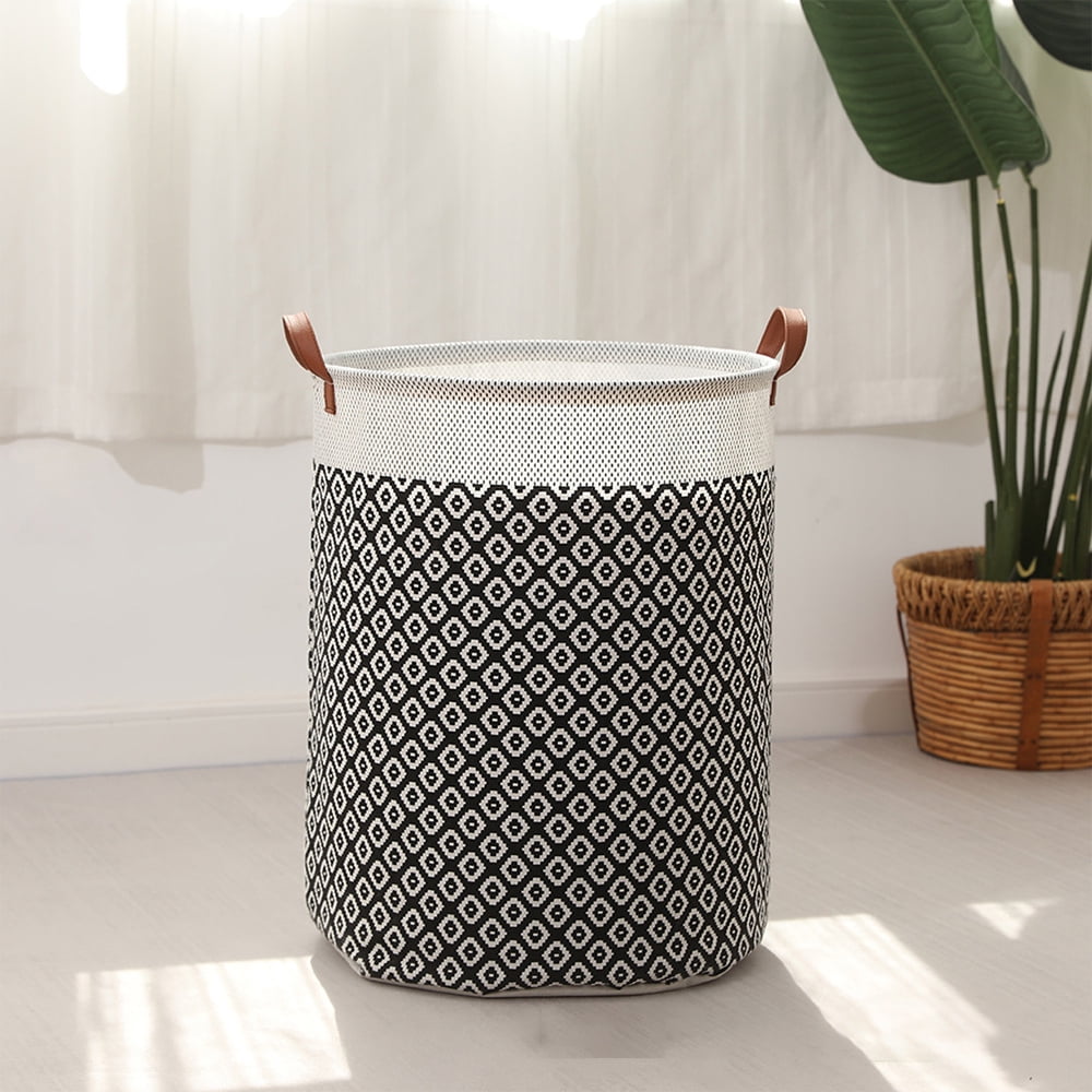 Innerwin Clothes Hamper With Handles Storage Basket Waterproof Folding  Laundry Baskets Collapsible Bathroom Sturdy Round Stylish Large Capacity  Home