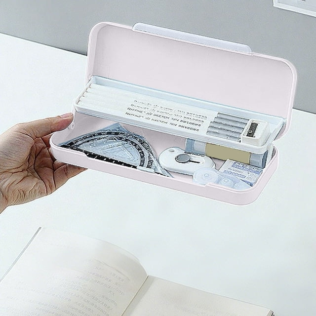 Chmadoxn Double Layer Plastic Pencil Case Cute Pencil Case Storage Box Plastic Storage Box Suitable For Pencils Erasers Paper Clips And Other Small Stationery Items P lastic pencil cases