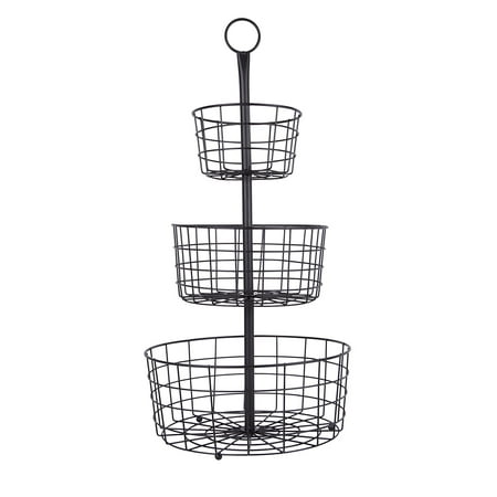 Jmiles Uh Fb205 3 Tier Decorative Wire Fruit Basket Countertop Stand Jmiles Uh Fb205 3 Tier Decorative Wire Fruit Basket Countertop Stand Black