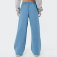thumbnail image 4 of Women Fleece Lined Wide Leg Sweatpants Wide Leg Drawstring Elastic High Waisted Pants Loose Casual Lounge Travel Pants Light Blue L, 4 of 6