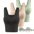 thumbnail image 1 of 3pcs Ribbed Tank Top  Comfort & Style Combined - Detachable Chest Pads for Maximum Comfort!, 1 of 7