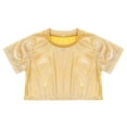 thumbnail image 3 of Jowowha Kids Girls Shiny Metallic Crop Tops Boys Short Sleeves T-Shirt for Modern Dance Performance Gold 180, 3 of 7