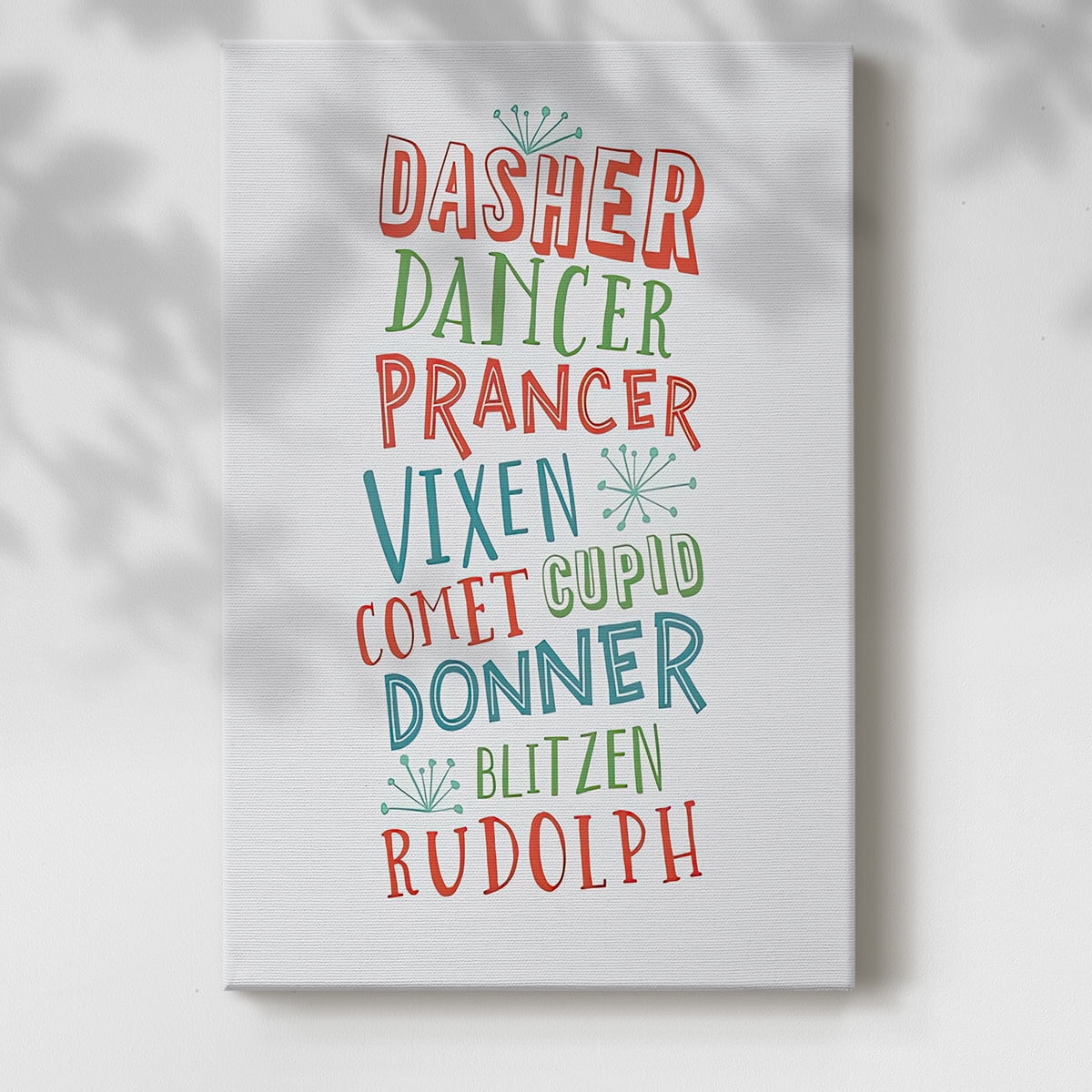 Reindeer Names - Multicolor Light Gray- Gallery Wrapped Canvas