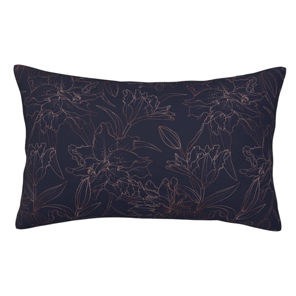 Rateoe Copper-Gold Gloss Outline Flower1 Pattern Decorative Pillow Case,Throw Pillow Covers,Plush Pillow Cover,Soft Pillow Case,Velvet Pillow Case-14"x20"