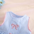 thumbnail image 6 of Leey-World Summer Outfits for Toddler Girls Toddler Baby Girls Striped Short Set Sleeveless Tank Top with Bow Embroidery Ruffled Bloomer 2 Piece Summer Outfits(Blue,18-24 Months), 6 of 6