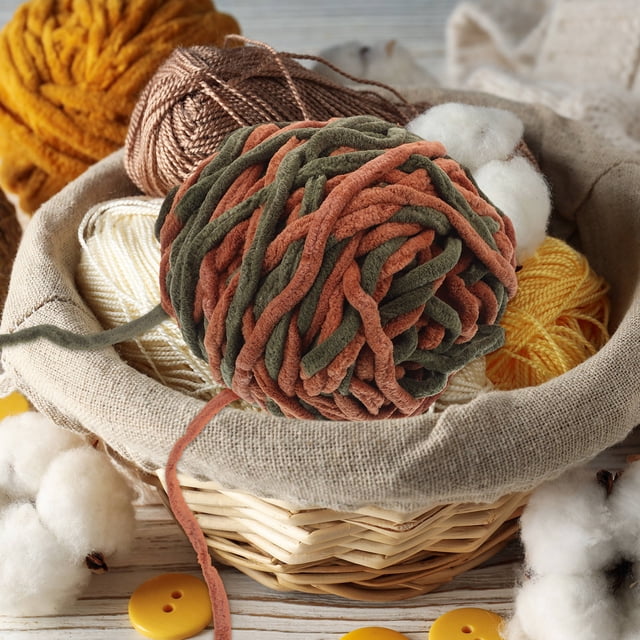OUNONA Handmade Cotton Thread Knitting Fluffy Crochet Yarn Multi 1Pcs Knitting For Women