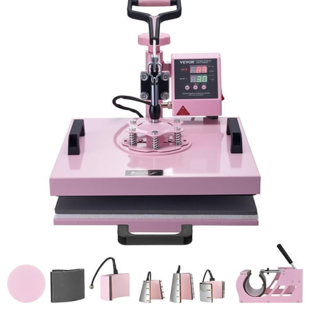 VEVOR Heat Press Machine 15 x 15 inch 8 in 1 Heat Transfer Machine with 6-30 oz Tumbler Press 360° Swing Away T-Shirt Pressing Digital Precise Control for T-Shirts/Mugs/Hats/Plates Pink VEVOR Heat Press Machine 15 x 15 inch 8 in 1 Heat Transfer Machine with 6-30 oz Tumbler Press 360° Swing Away T-Shirt Pressing Digital Precise Control for T-Shirts/Mugs/Hats/Plates Pink