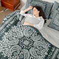 thumbnail image 4 of jejeloiu Moody Vintage Floral 7-Piece King Bedding For Men Women,Boho Print King Bed in a Bag,Teal White,Light Gray Reversible, 4 of 7