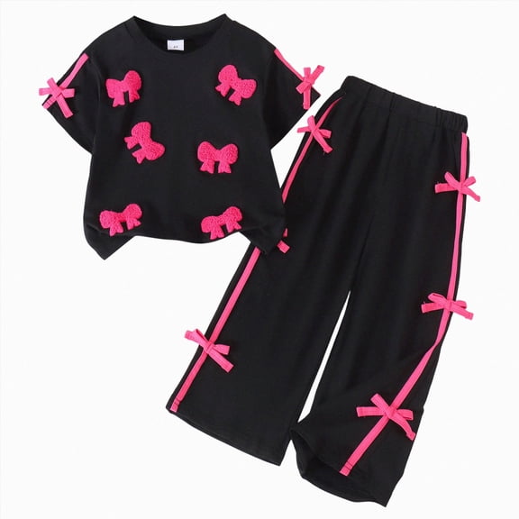 Nwiuh Toddler Kids Boys Girls Cotton 2 Piece Outfits Crewneck Sweatshirt Jogger Sweatpants Plain 𝖳racksuit Loung𝖾 Set Casual Comfort Wear Home Clothes (Black, 2-3 Years)