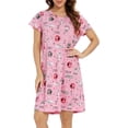 thumbnail image 3 of FOREEMME Nightgowns for Women Cotton Night Shirts Short Sleeve Night Gown Dress Casual Pajamas Soft Cartoon Sleepwear M Pink Cat, 3 of 8