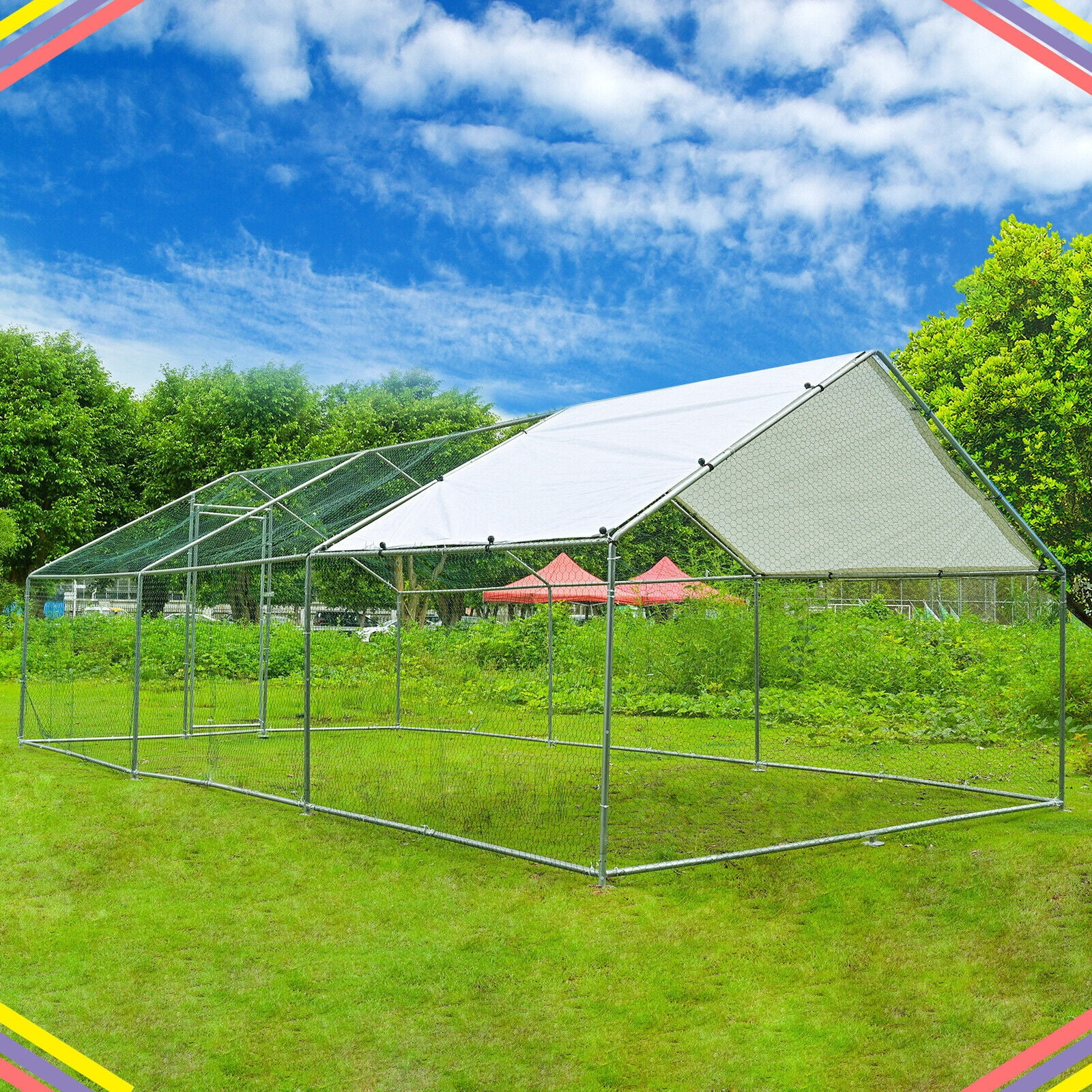 20 x10 ft Chicken Coop Pet Run Cage Rabbit Hutch Poultry Cage Outdoor with Roof