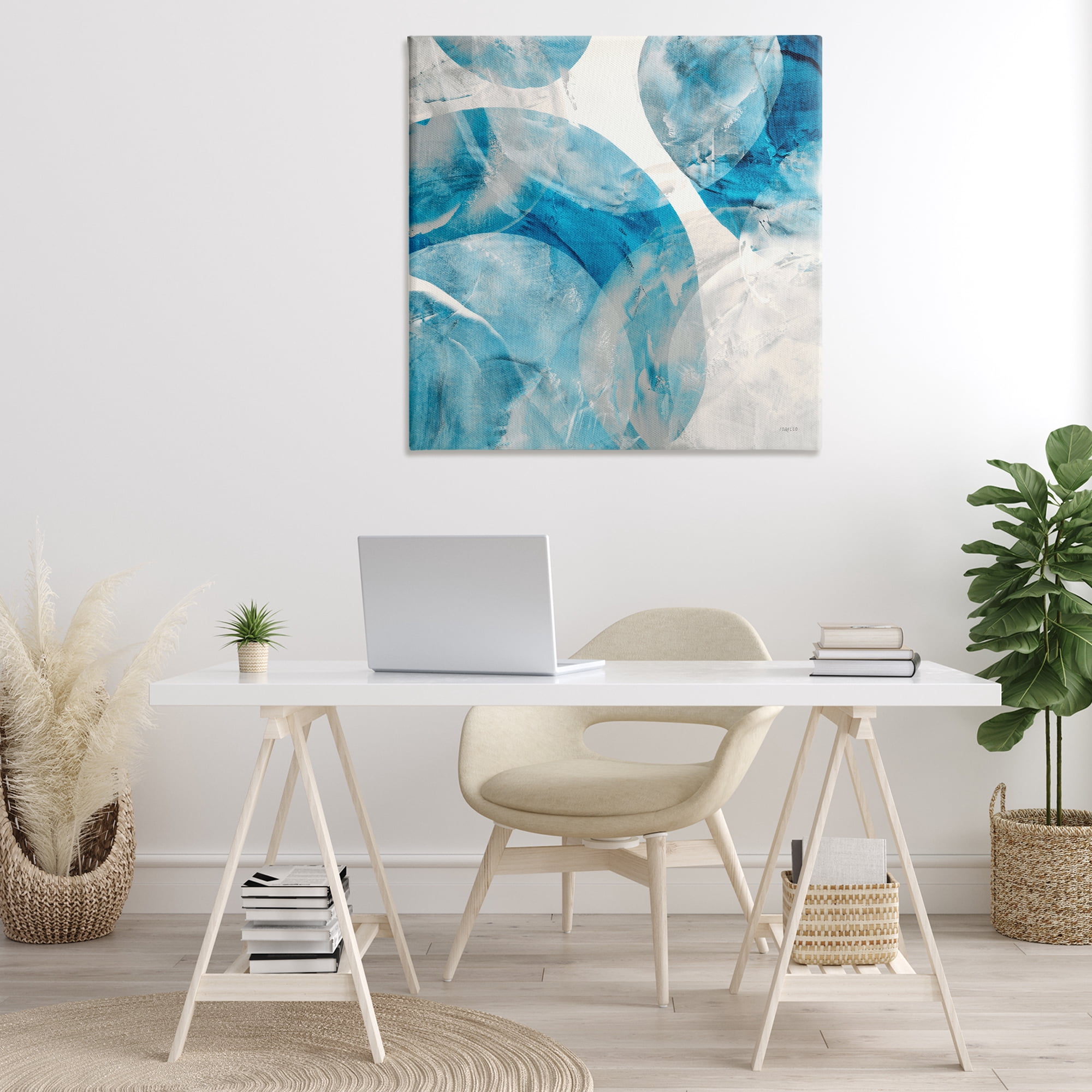 Stupell Industries Opaque Blue Spheres Abstract Painting Gallery Wrapped Canvas Art Print Wall Art, 36 x 36