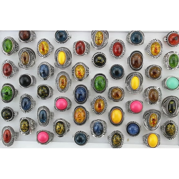 EOEMY Newest Wholesale Jewelry Bulk Lots 32Pcs Mixed Style Resin Women Mens Rings