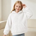 thumbnail image 4 of JZEJING Girls Hoodies Size 10-12 Solid Color Fleece Hooded Top Fall Winter Long Sleeve Pullover Sweatshirt with Pocket 2026, 4 of 9