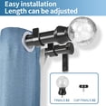 thumbnail image 2 of Urbanest Crackle Glass Flat Button 1" 3/4" Double Drapery Curtain Window Rod Set - 28" to 48", Black, 2 of 6