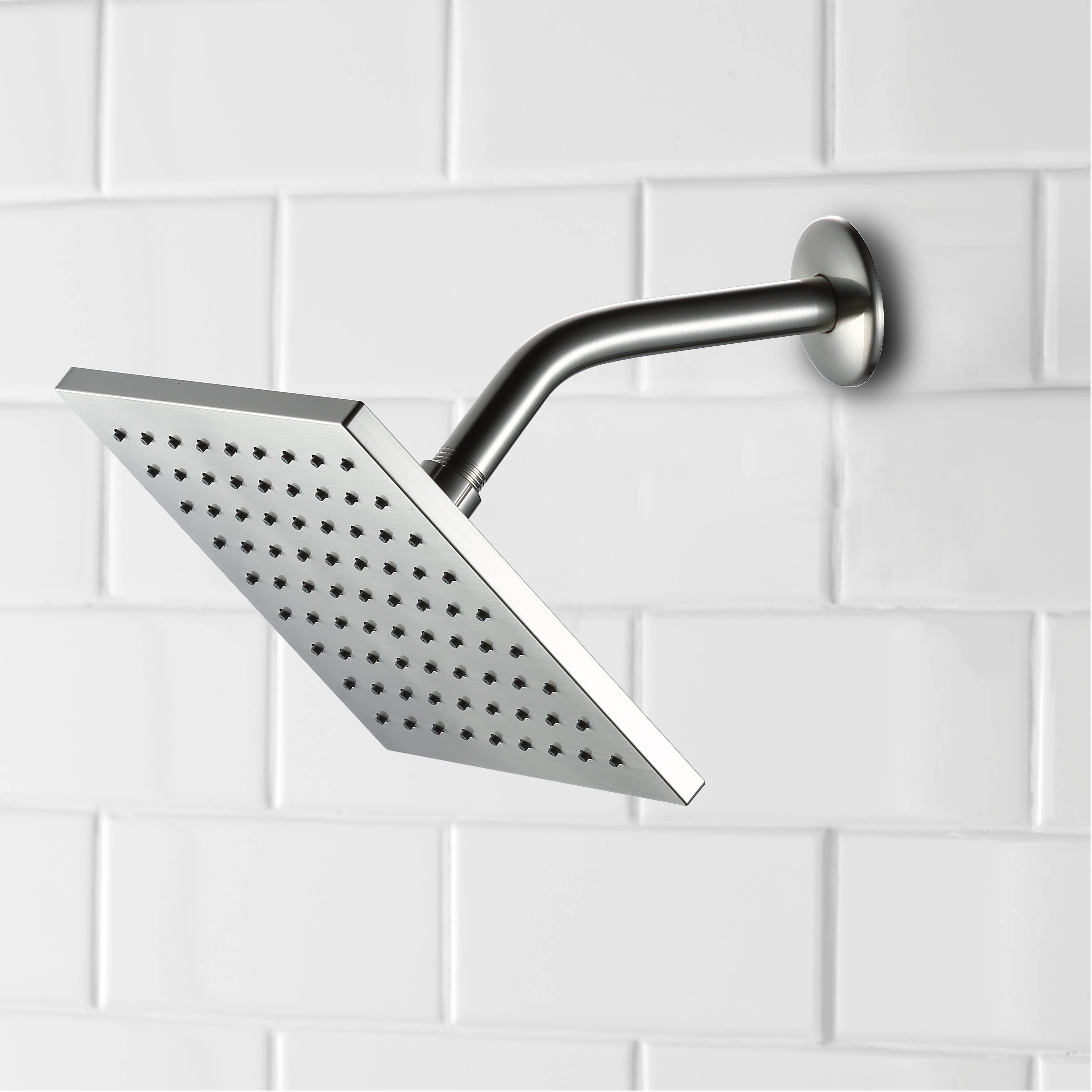 Better Homes & Gardens 1-Setting 8 in. Square Rain Showerhead in Brushed Nickel