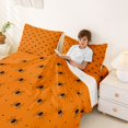 thumbnail image 3 of Homewish Simple Halloween Spider Bed Sheets,Tiny Bug Print Full Size Sheets,Orange Black,4 Pieces,1 Flat Sheet,1 Fitted Sheet and 2 Pillowcases, 3 of 6