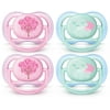 Philips Avent Ultra Air Pacifier, 0-6 Months, Pink Fashion Decos, 4 Pack, SCF343/40