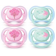 Philips Avent Ultra Air Pacifier, 0-6 Months, Pink Fashion Decos, 4 Pack, SCF343/40