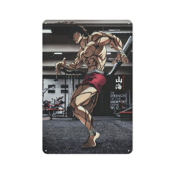 Hanma Baki Hanging Picture Tin Hanging Picture Wall Poster Metal Painting Creativity Poster Home Decor Painting Anime Goods Gift 30x20cm